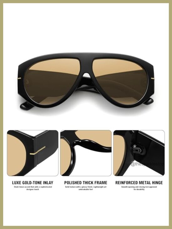 Oversized Aviator Sunglasses Women UV400 Protection Retro Shield Trendy main image 6